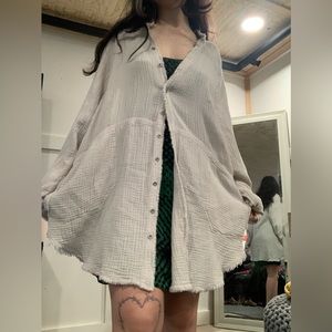 Oversized button-up pullover